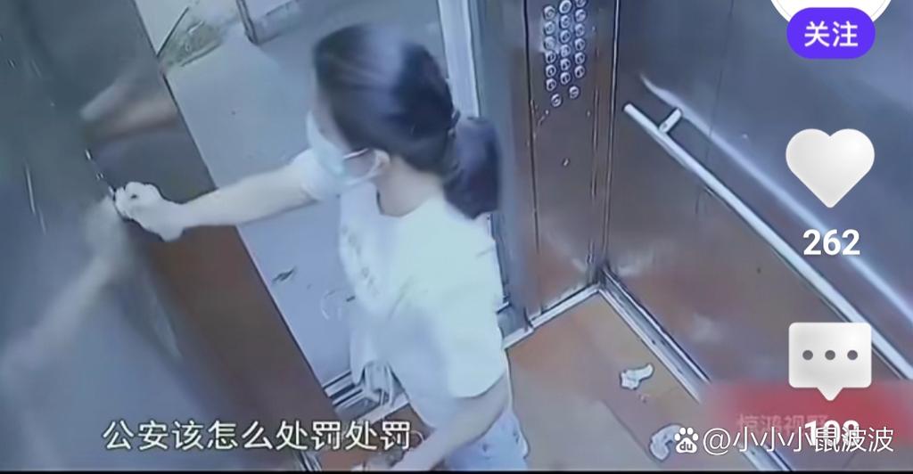 两个女士进电梯，谁也不认识谁，监控下的一幕