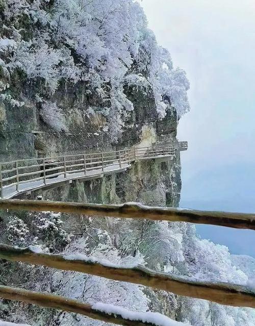 今日，汉中龙头山景区宛如梦幻冰雪世界