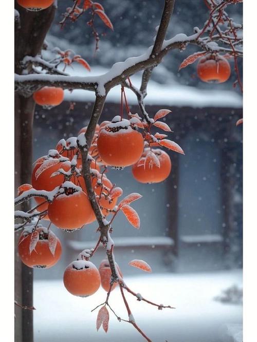 柿饼上那层如薄雪的糖霜，恰似冬晨的初霰，愿大家柿柿如意